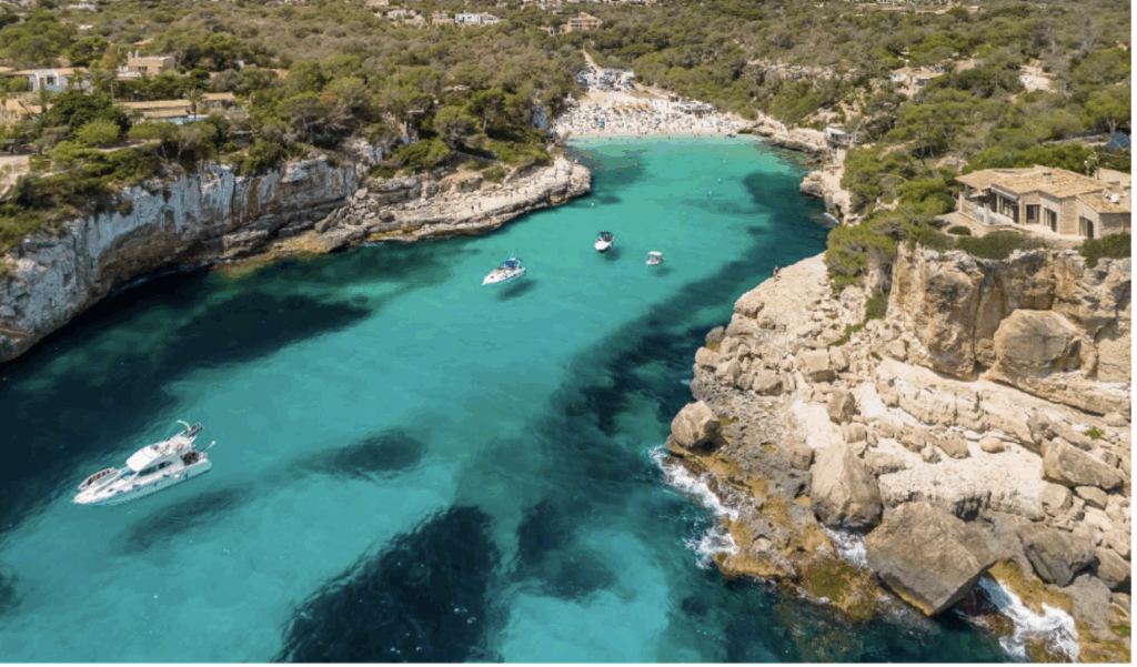 Blue waters on the coast of Mallorca, one of the Balearic Islands